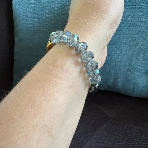 NWOT Erimish Faceted Blue  Grey Crystal Stacking Bracelet with Gold Accents - Picture 5 of 11